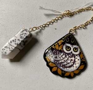 Hand painted pendulum from Russia Owl