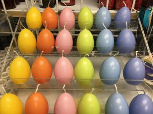 multi colored egg candles