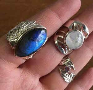 abradorite and moonstone rings